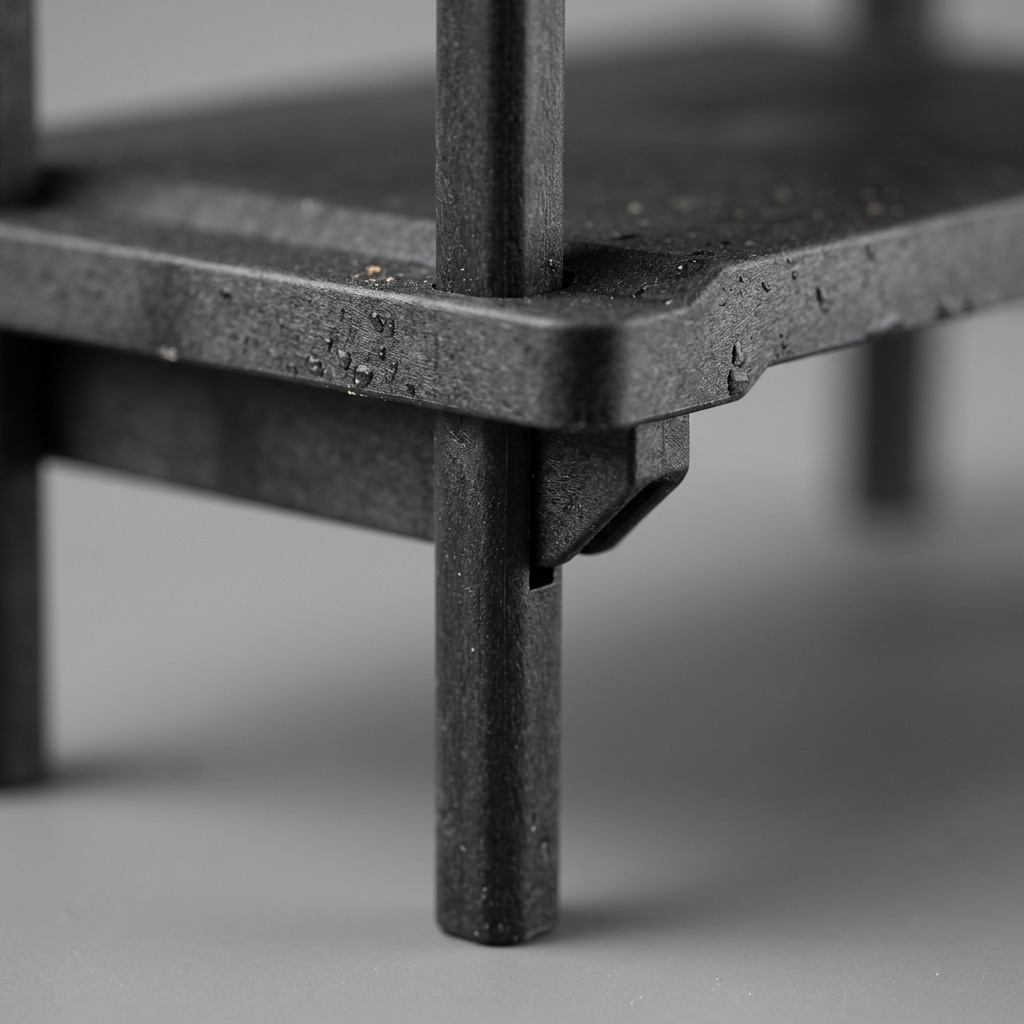A detail shot showing the textured plastic surface and corner connector joint.