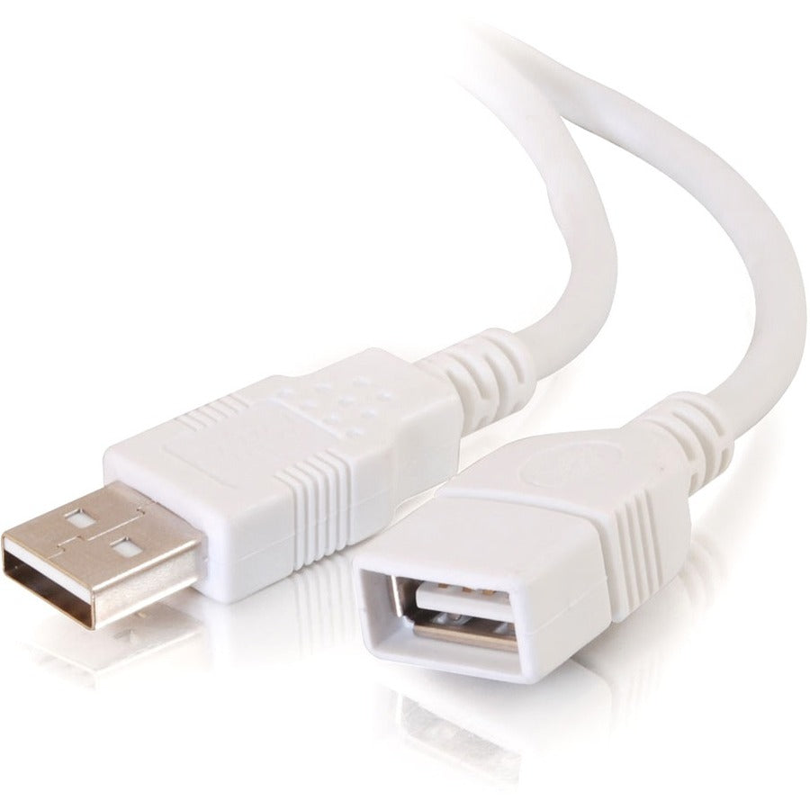 C2G 6.6ft USB Extension Cable - USB A to USB A Extension Cable - USB 2.0 - White - M/F