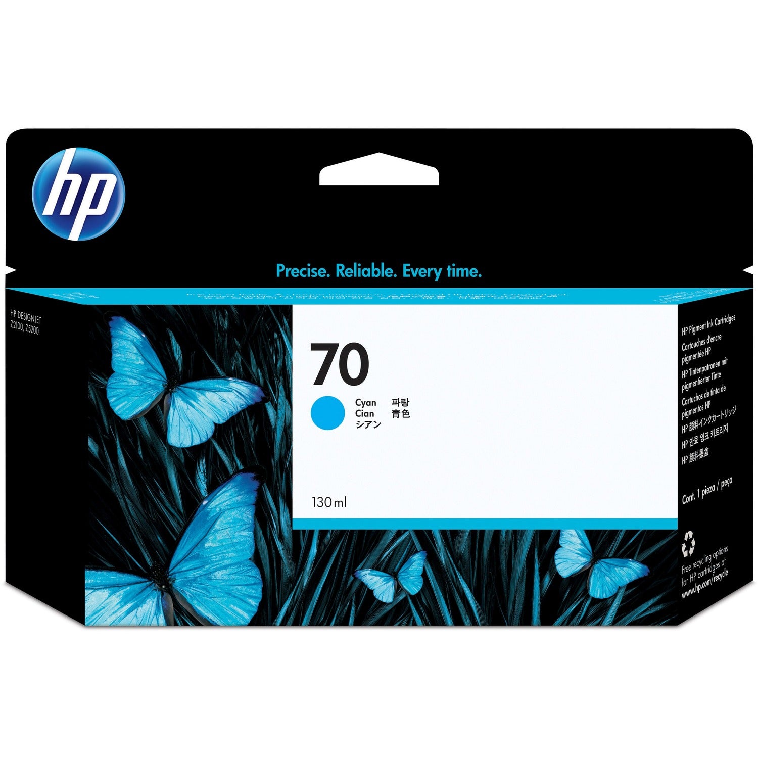 HP 70 (C9452A) Original Inkjet Ink Cartridge - Single Pack - Cyan - 1 Each