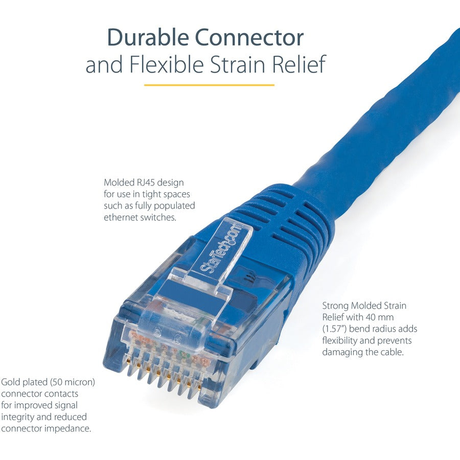 StarTech.com 25ft CAT6 Ethernet Cable - Blue Molded Gigabit - 100W PoE UTP 650MHz - Category 6 Patch Cord UL Certified Wiring/TIA