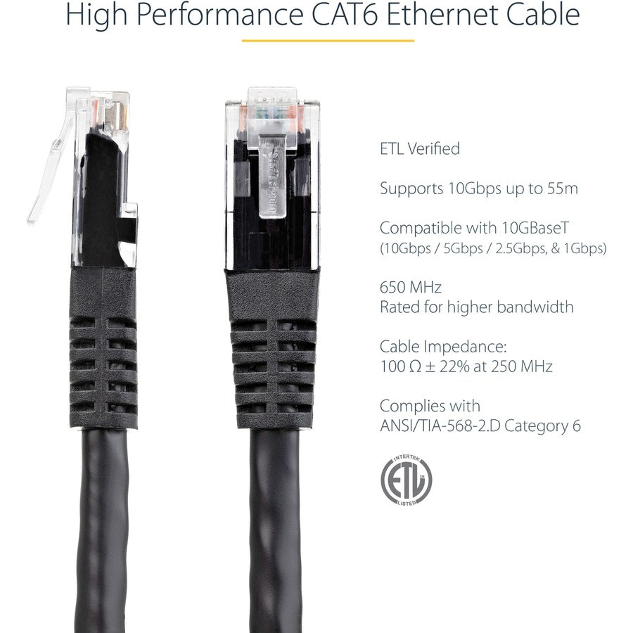 StarTech.com 5ft CAT6 Ethernet Cable - Black Molded Gigabit - 100W PoE UTP 650MHz - Category 6 Patch Cord UL Certified Wiring/TIA