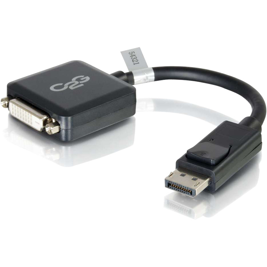 C2G 8in DisplayPort Male to Single Link DVI-D Female Adapter Converter - Black