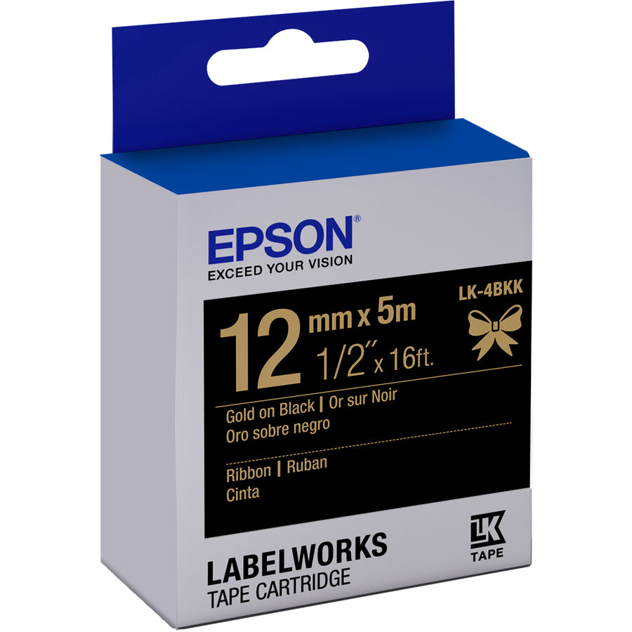 Epson LabelWorks Ribbon LK Cartridge ~1/2" Gold on Black