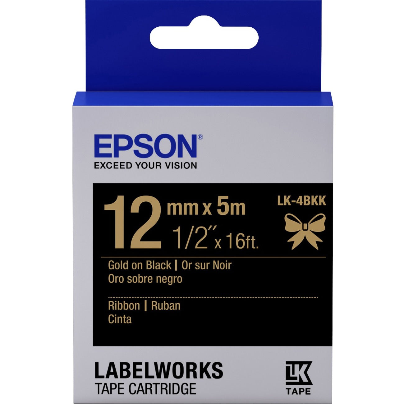 Epson LabelWorks Ribbon LK Cartridge ~1/2" Gold on Black