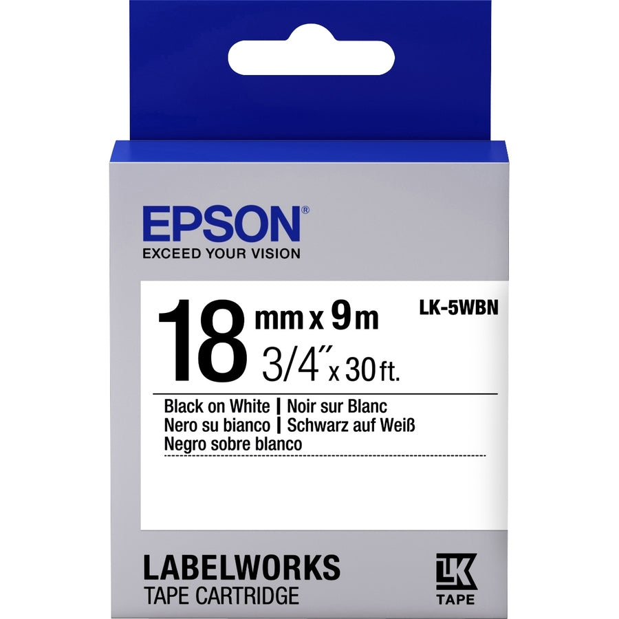 Epson LabelWorks Standard LK Tape Cartridge ~3/4" Black on White