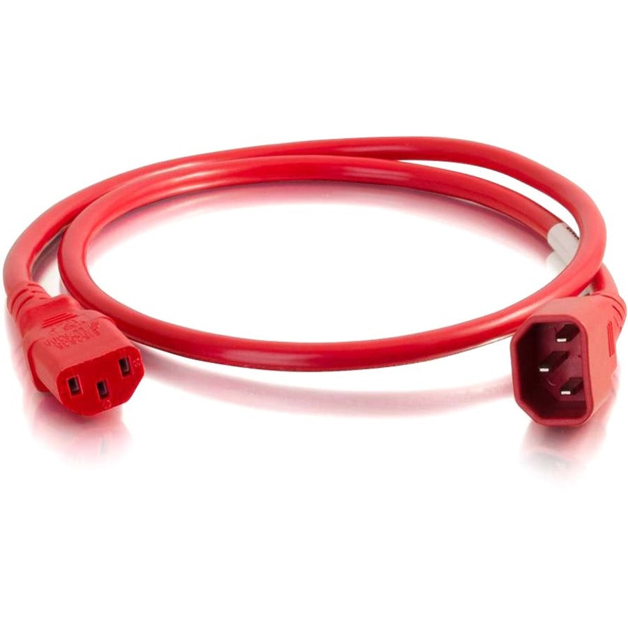 C2G 3ft 14AWG Power Cord (IEC320C14 to IEC320C13) -Red