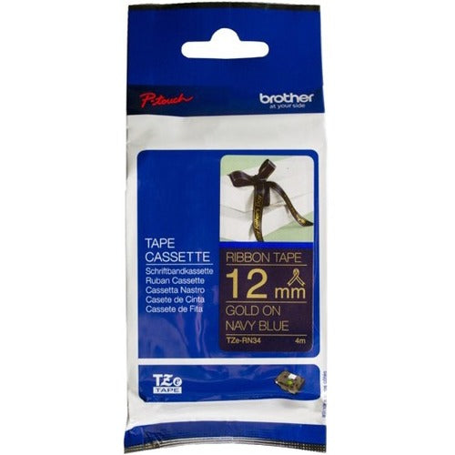 Brother PTouch Gold on Navy Ribbon Tape 12mmx4m