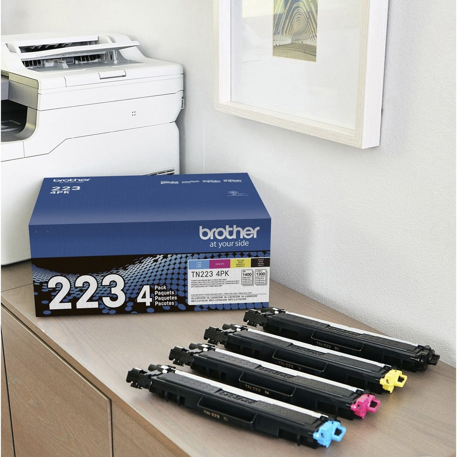 Brother TN223 Original Standard Yield Laser Toner Cartridge - Multi-pack - Black, Cyan, Magenta, Yellow - 4 / Box