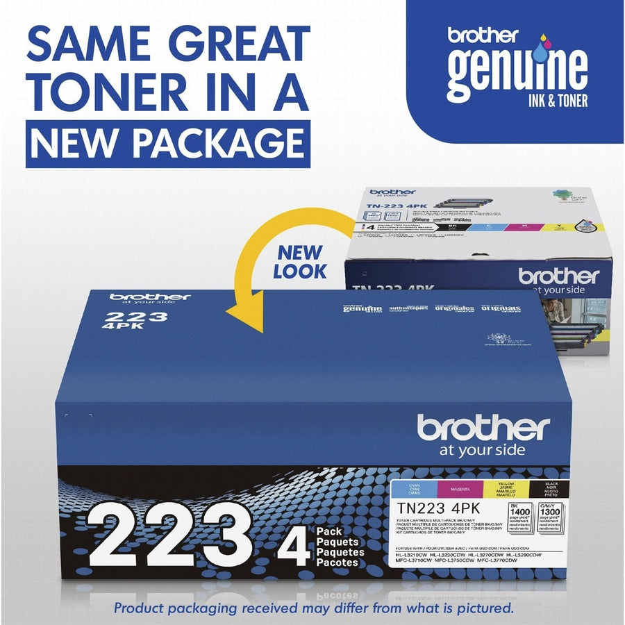 Brother TN223 Original Standard Yield Laser Toner Cartridge - Multi-pack - Black, Cyan, Magenta, Yellow - 4 / Box