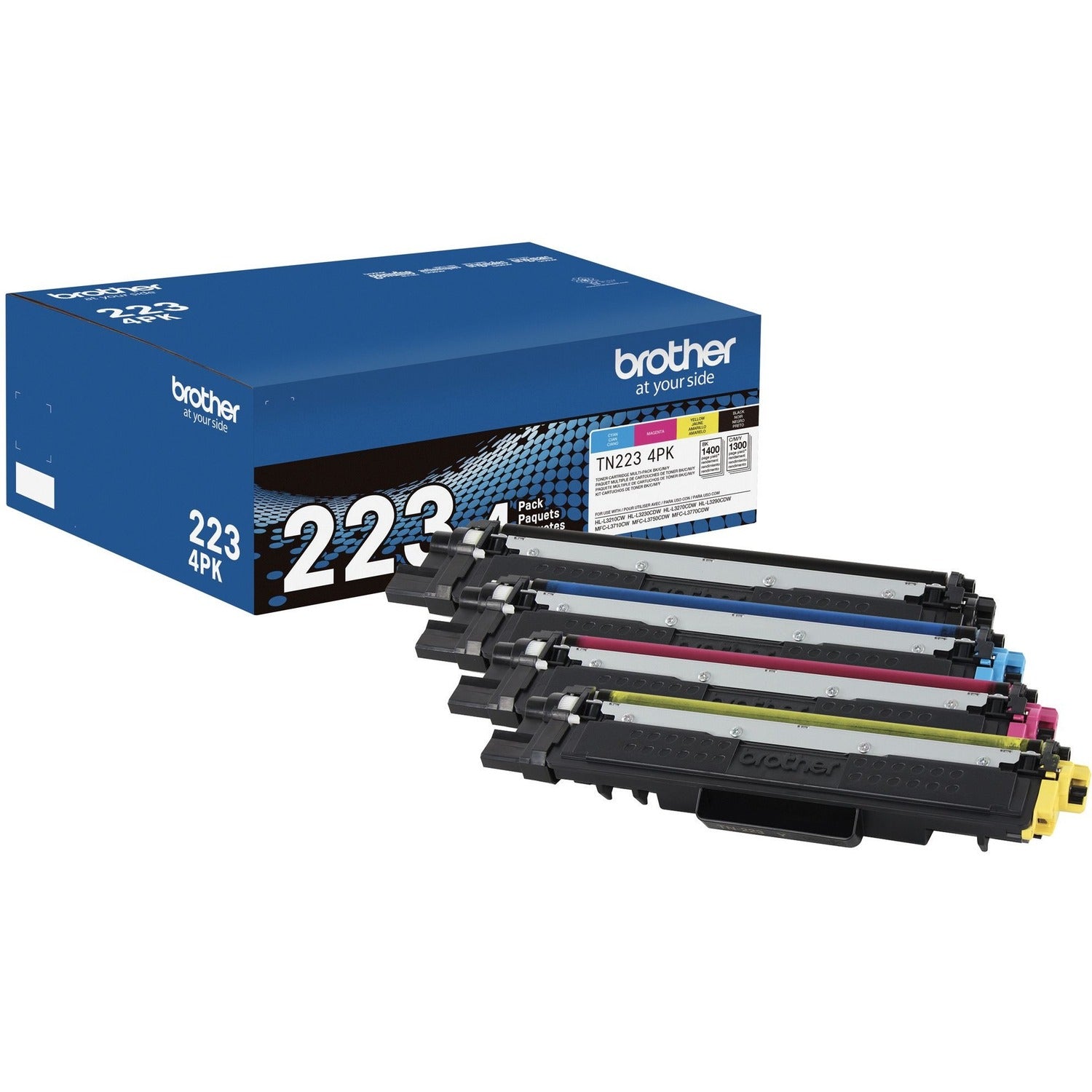 Brother TN223 Original Standard Yield Laser Toner Cartridge - Multi-pack - Black, Cyan, Magenta, Yellow - 4 / Box