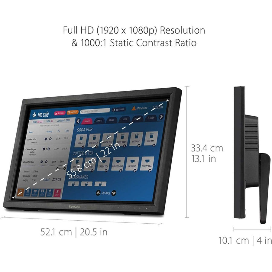 ViewSonic TD2223 22" Class LCD Touchscreen Monitor - 16:9 - 5 ms