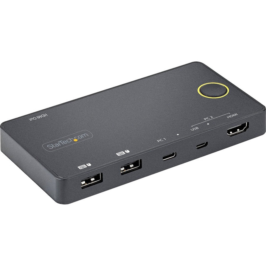 StarTech.com 2 Port Hybrid USB-A + HDMI & USB-C KVM Switch, Single 4K 60Hz HDMI 2.0 Monitor, Compact Desktop and/or Laptop HDMI KVM Switch SV221HUC4K