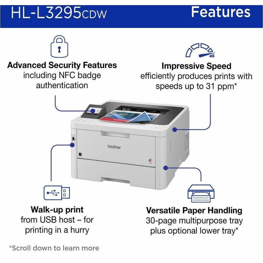 Brother HL-L3295CDW Desktop Wireless Laser Printer - Color