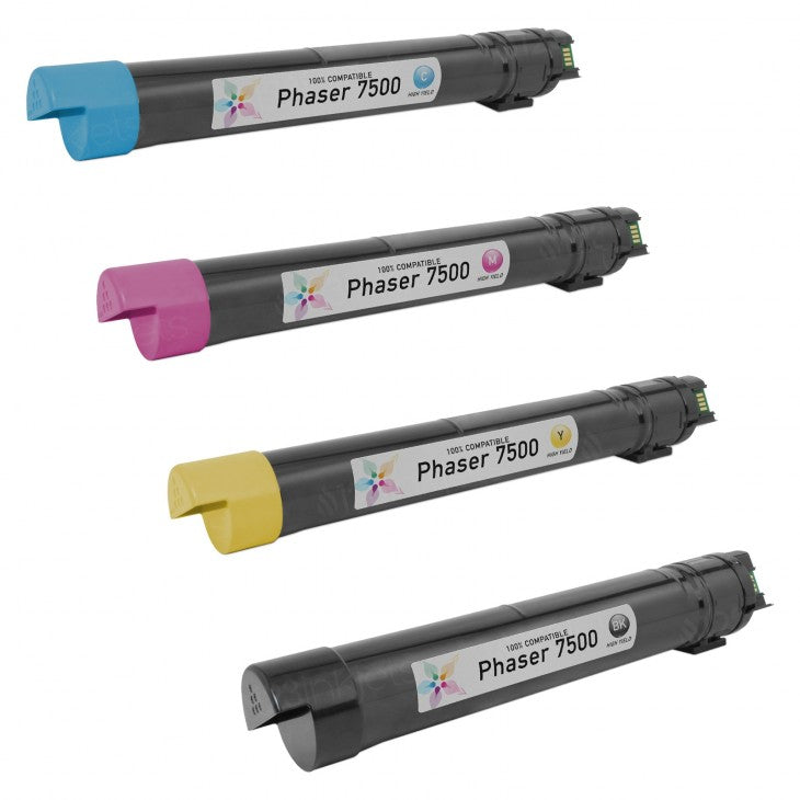 IMPERIAL BRAND Xerox Phaser 7500 Remanufactured Set of 4 High-Capacity Toner Cartridges: Black, Cyan, Magenta, Yellow  PHASER7500PK4