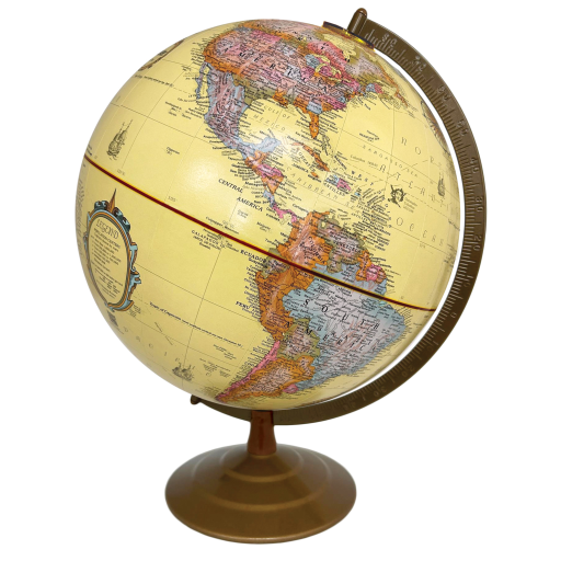 Globemaster 12"/30Cm Diameter Antique Ocean Desk Globe With Metal And Semi-Meridian (English)
