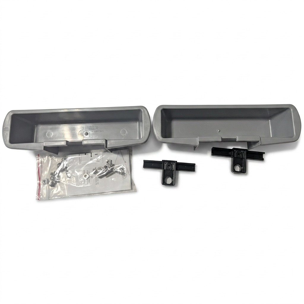 RAKABOT TITAN 2 light grey container kit with two storage bins, black hooks, and hardware.