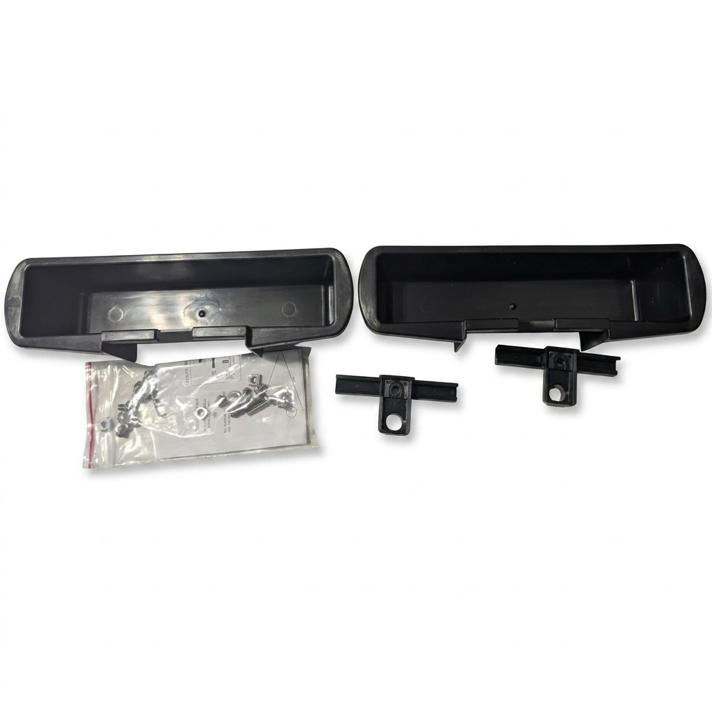 RAKABOT Titan Expansion Kit featuring two black plastic storage containers, two hooks, and hardware.