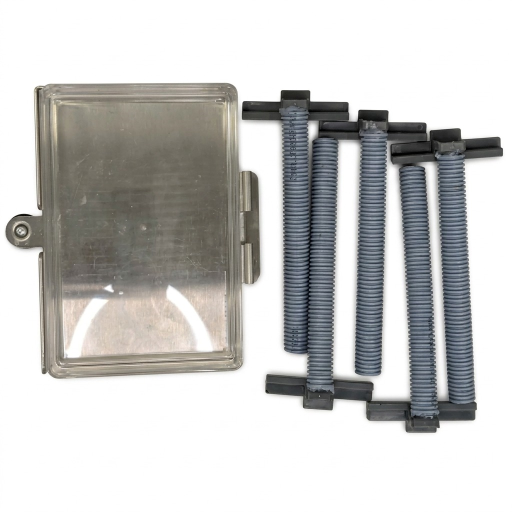 Rakabot Titan 6-tier draining pipe kit with grey corrugated tubes and black mounting hooks.