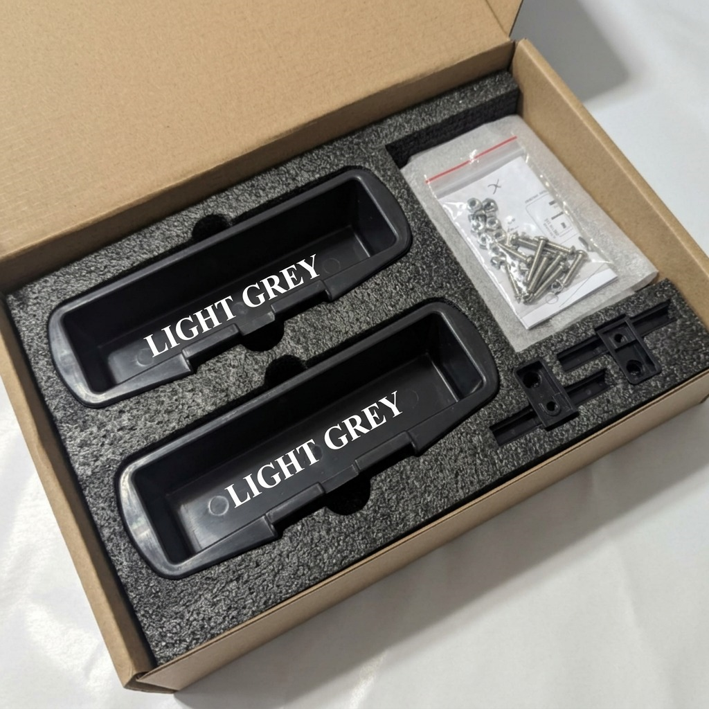 Unboxing RAKABOT TITAN 2 Containers and Hooks Kit secured in protective foam within a shipping box.