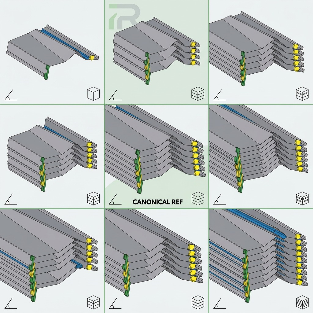 A 3x2 matrix comparing Rakabot Titan 5x and and other SS304 configurations and widths.