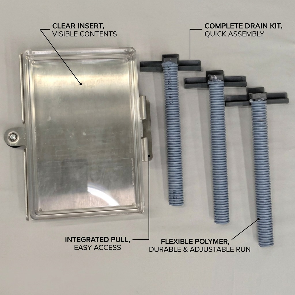 RAKABOT TITAN 4-tier draining pipe kit features with clear insert and flexible polymer pipes.