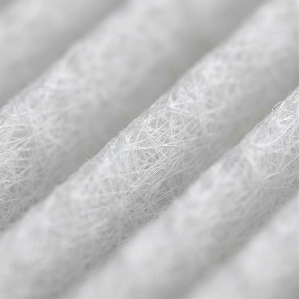 Macro photo detail of highly effective True HEPA filter media from dynamic range replacement filter.