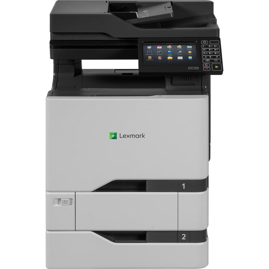 40C9502 Lexmark CX725dhe Laser Multifunction Printer-Color-Copier/Fax/Scanner-50 ppm Mono/50 ppm Color Print-1200x1200 Print-Automatic Duplex Print-150000 Pages Monthly-1200 sheets Input-Color Scanner-600 Optical Scan-Color Fax-Gigabit Ethernet
