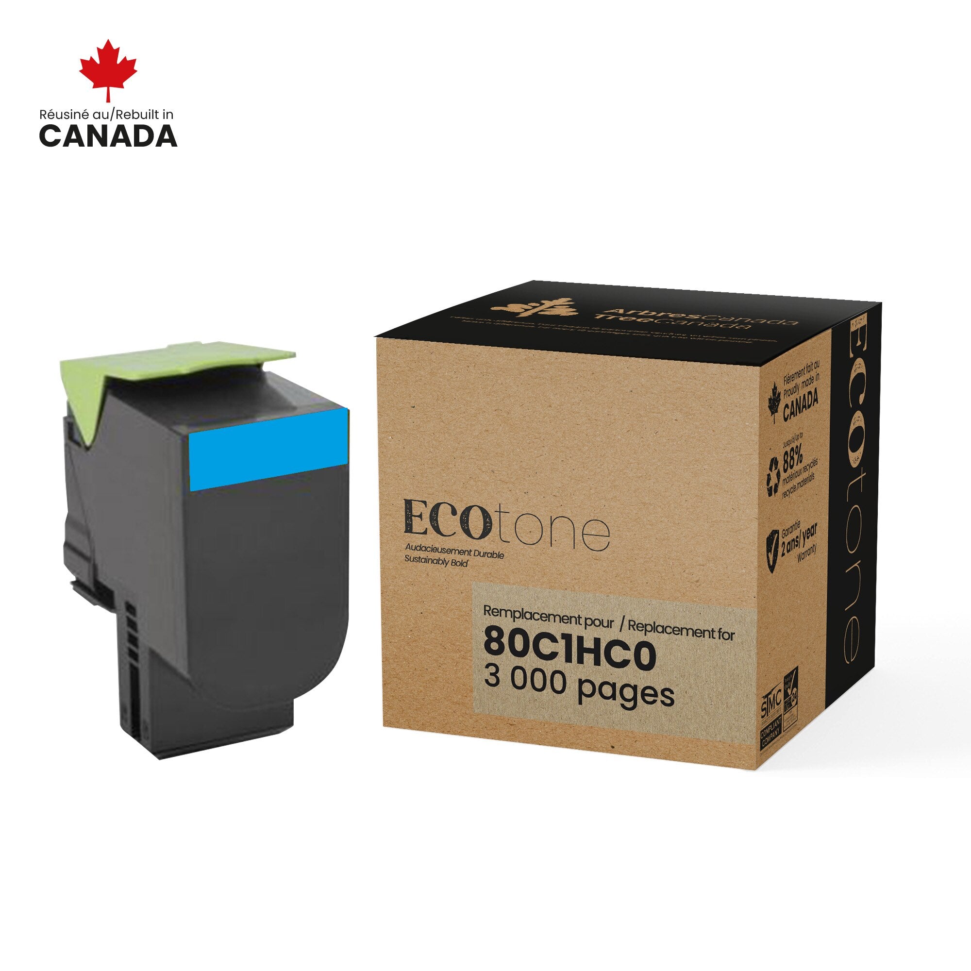 RLEX-801HC Lexmark 80C1HC0 Reman Ecotone Cyan 3K