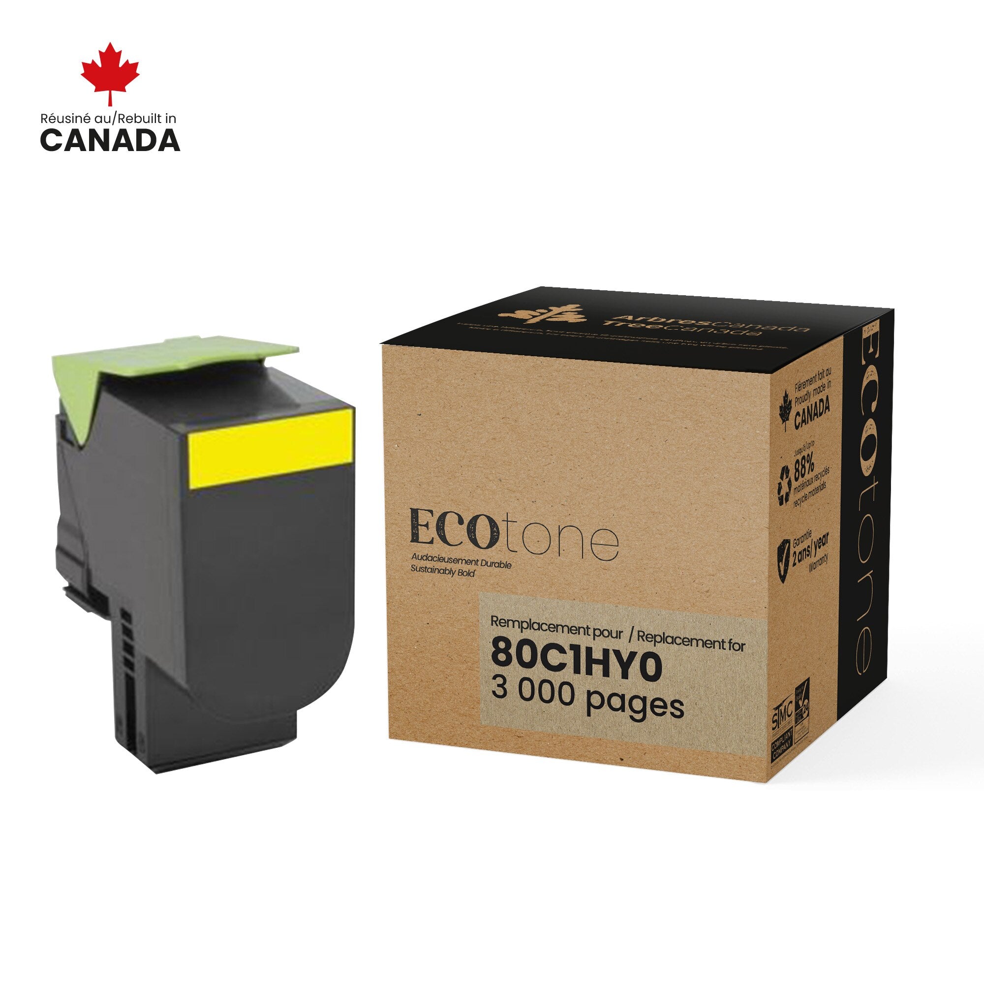RLEX-801HY Lexmark 80C1HY0 Reman Ecotone Yellow 3K