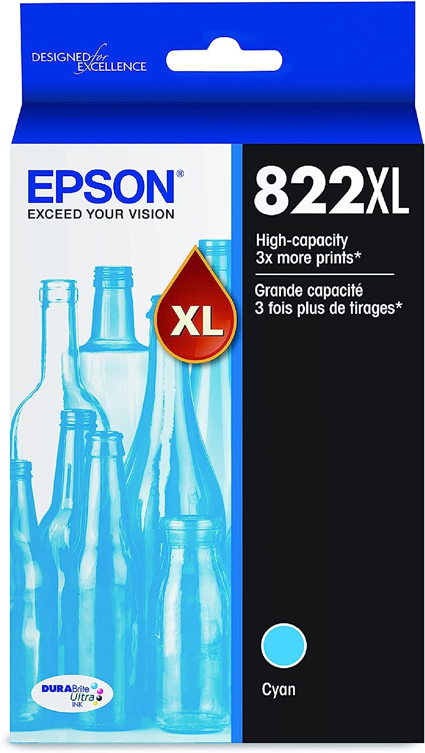Epson T822XL T822XL220-S Original Cyan Ink Cartridge High Yield