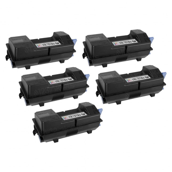 TK3182 (5 PACK) IMPERIAL BRAND Kyocera-Mita TK-3182 (1T02T70US0) Black Laser Toner Cartridge (21,000 Pages)  TK3182PK5