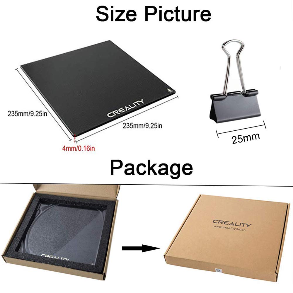 CREALITY  235*235*4mm carbon crystal silicon Tempered Glass Build Plate Compatible with