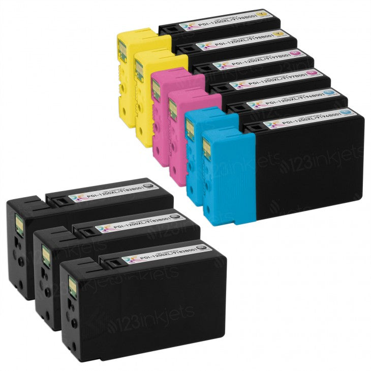 PGI-1200XL IMPERIAL BRAND CANON Set of 9: Canon PGI-1200XL Compatible Ink: 3 Black & 2 each of Cyan, Magenta, Yellow