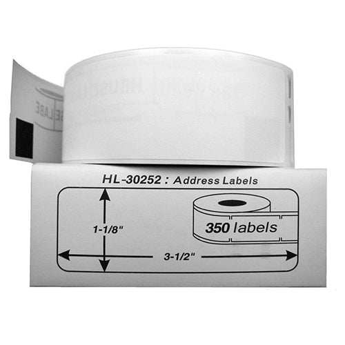 30252 IMPERIAL BRAND DYMO 30252 Address Labels - 350 labels/roll, 2 rolls/box Size: 1-1/8in x 3-1/2in